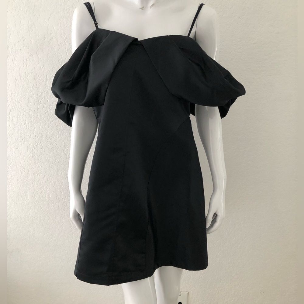 Black Dress Puff Sleeve Off Shoulder Mini Dress Size Large